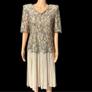 Vintage Christian Dior Elegant Sequin Floral Dress